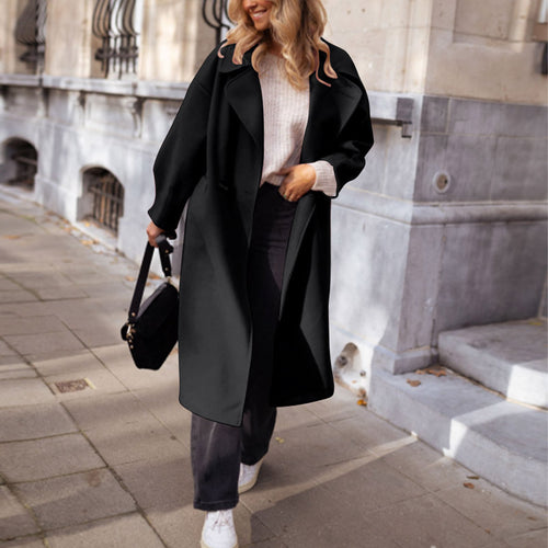 Damen Oversize-Mantel mit weitem Revers, überschnittener Schulter und verdeckter Knopfleiste Shop Nory