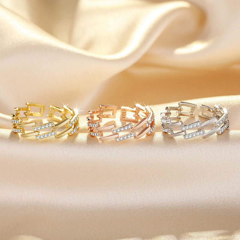 Damen Offener Ring mit kunstvollem Design und funkelnden Zirkonia Shop Nory