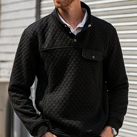 Herren Stepp-Sweatshirt mit Stehkragen, Halbreißverschluss und Brusttasche Shop Nory