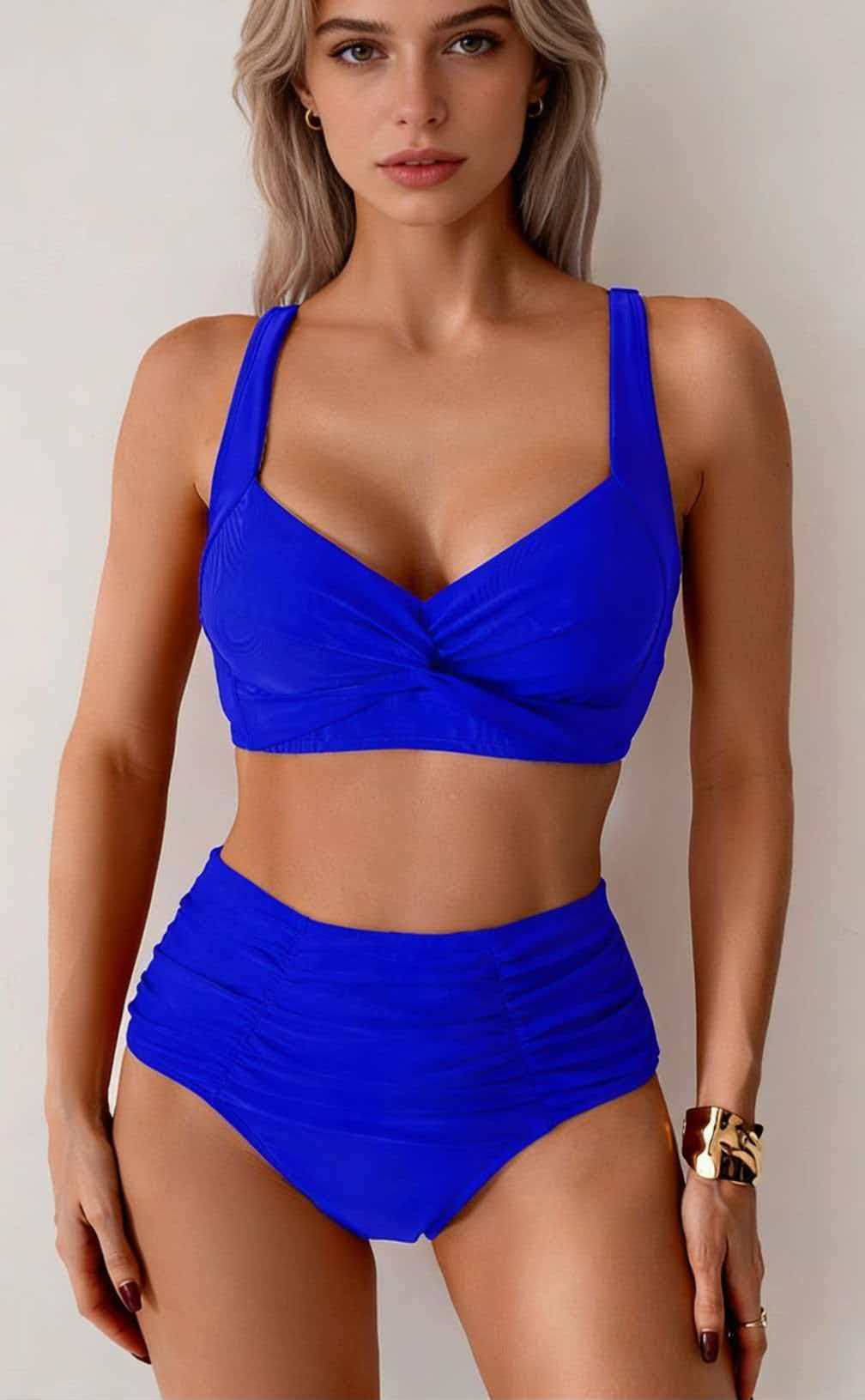 Damen Hochgeschnittenes Bikini-Set mit Twist-Oberteil