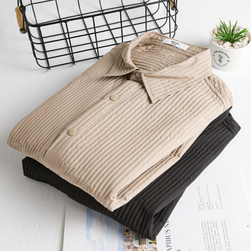 Herren Gestepptes Overshirt aus leichter Baumwollstruktur mit Druckknopfleiste Shop Nory
