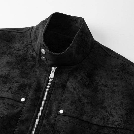 Herren Veloursleder‑Optik Bomberjacke mit Stehkragen, Reißverschluss und elastischem Saum Shop Nory