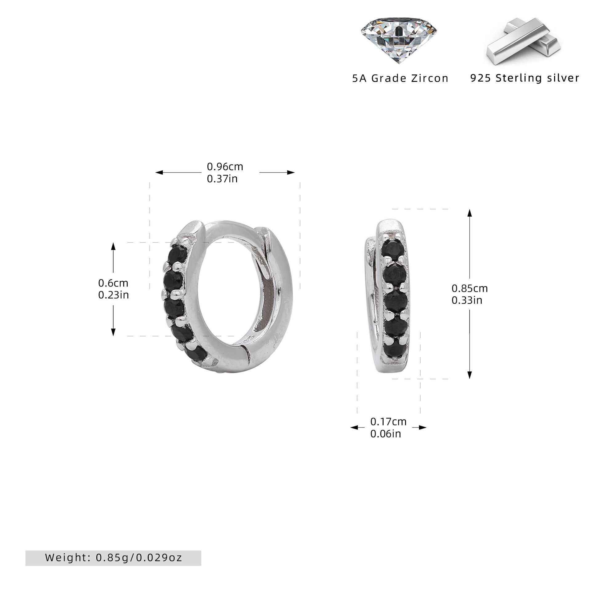 Damen Creolen mit funkelnden Zirkonia-Details aus 925 Sterling Silber Shop Nory