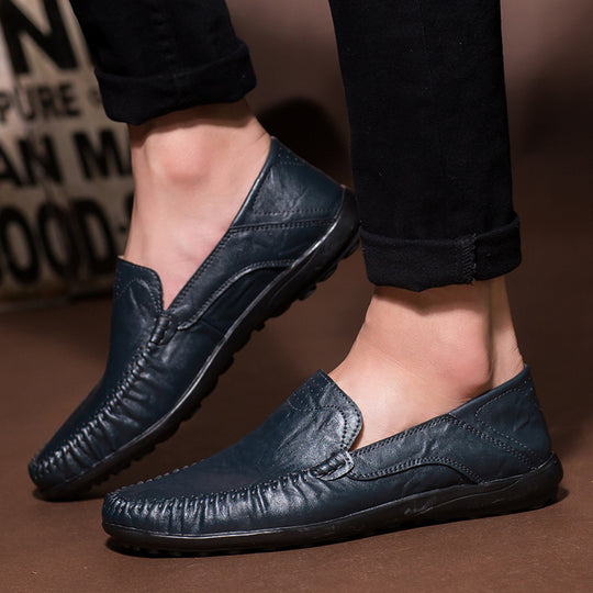 Herren Lederloafer im Mokassin-Stil mit handgenähter Ziernaht, elastischen Seiteneinsätzen und rutschfester Gummilaufsohle Shop Nory
