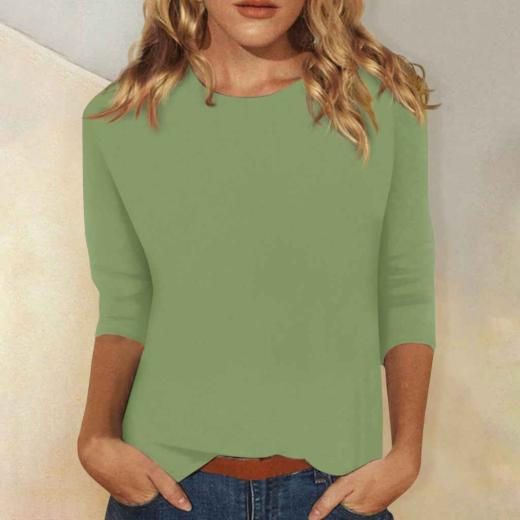 Damen Lockeres Baumwollshirt mit 3/4-Ärmeln