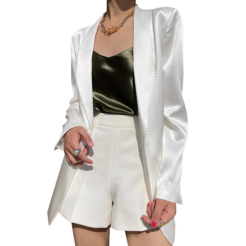 Damen Eleganter, taillierter Satinblazer Shop Nory