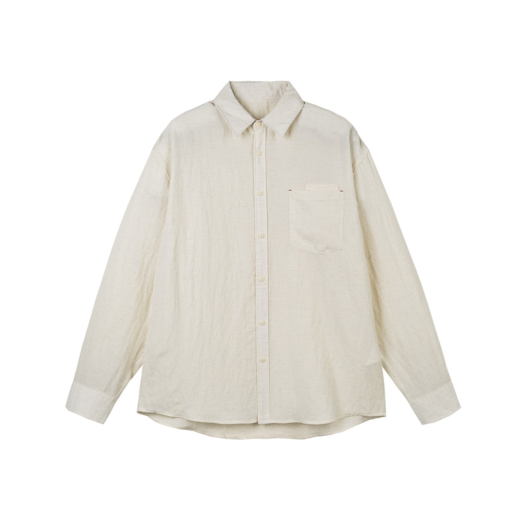 Unisex Lockeres Leinen‑Mix Oversize‑Hemd mit Brusttasche und abgerundetem Saum Shop Nory