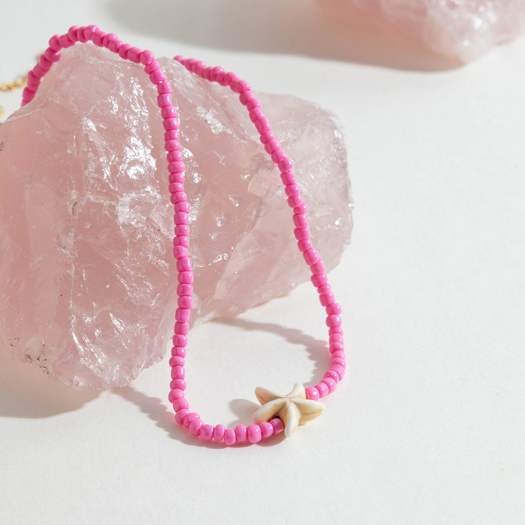 Damen Kette mit buntem Perlenmuster und Seestern-Anhänger Shop Nory
