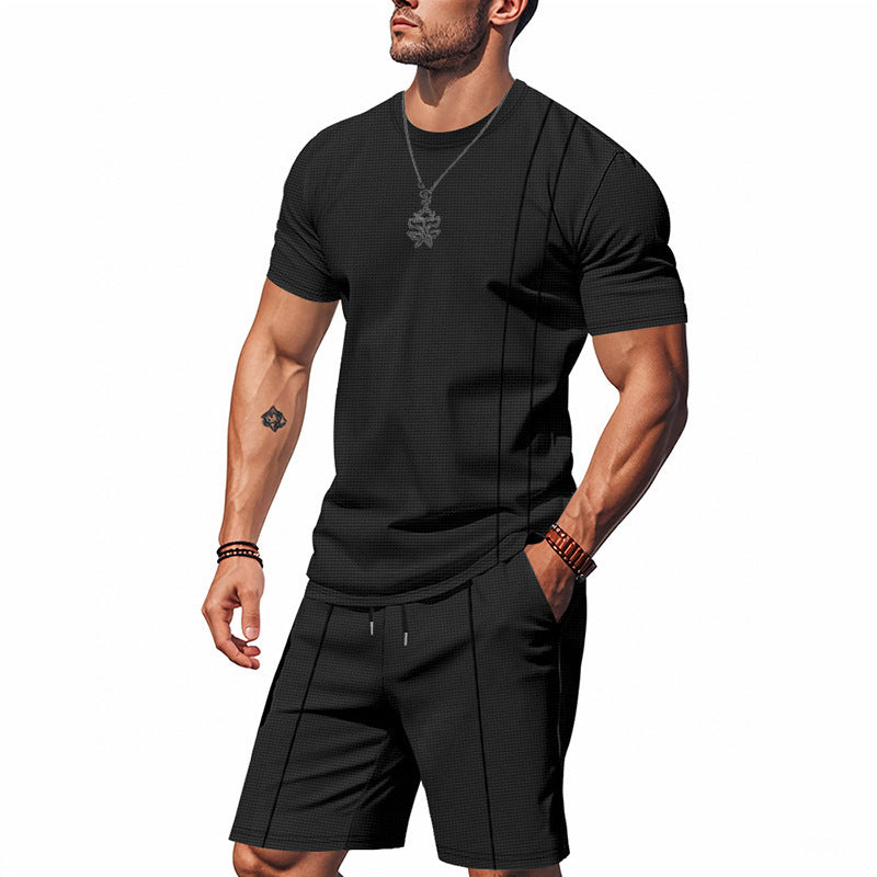 Herren Sportliches Kurzarm- und Shorts-Set aus atmungsaktivem Material