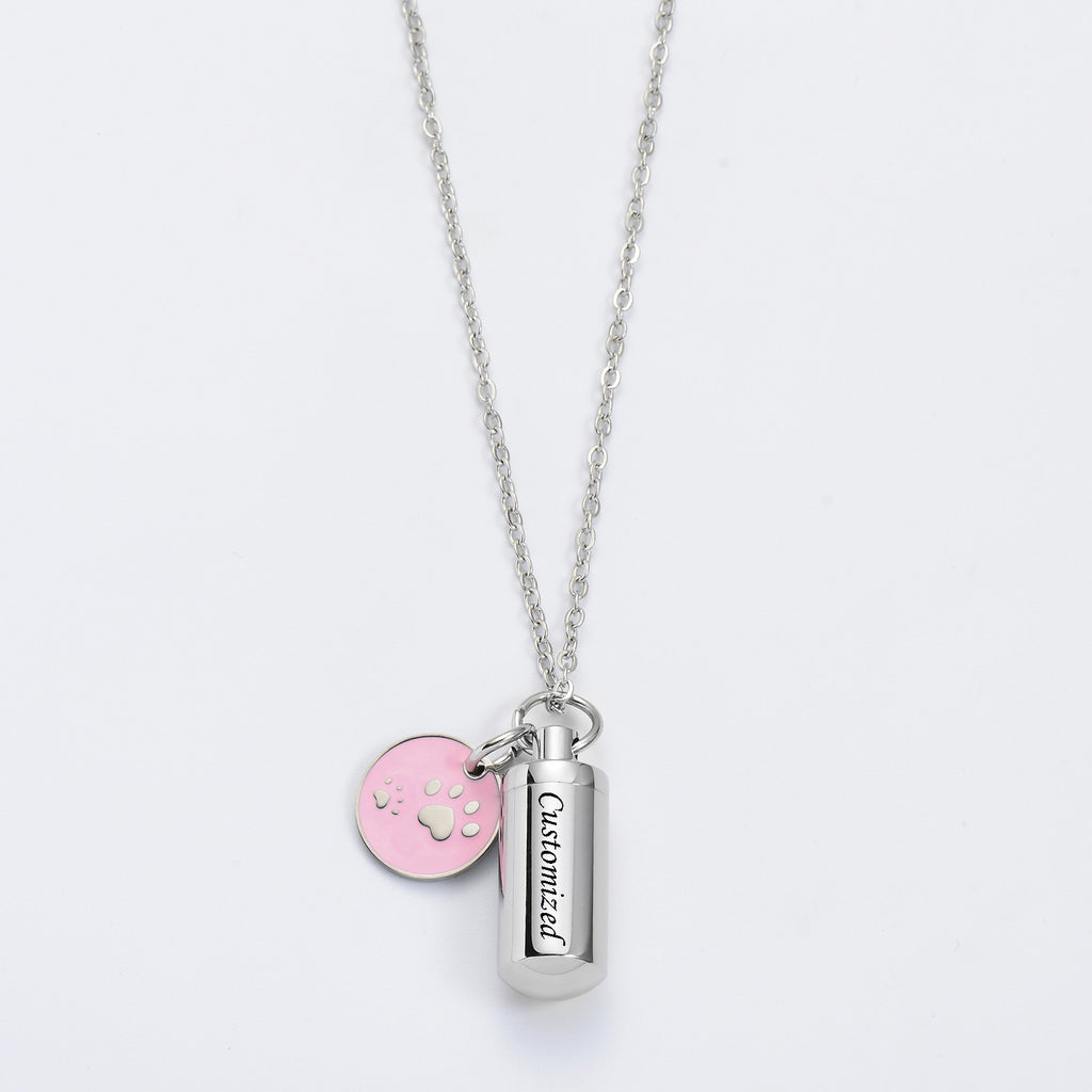 Damen Halskette mit personalisiertem Medaillon und Pfotenanhänger Shop Nory