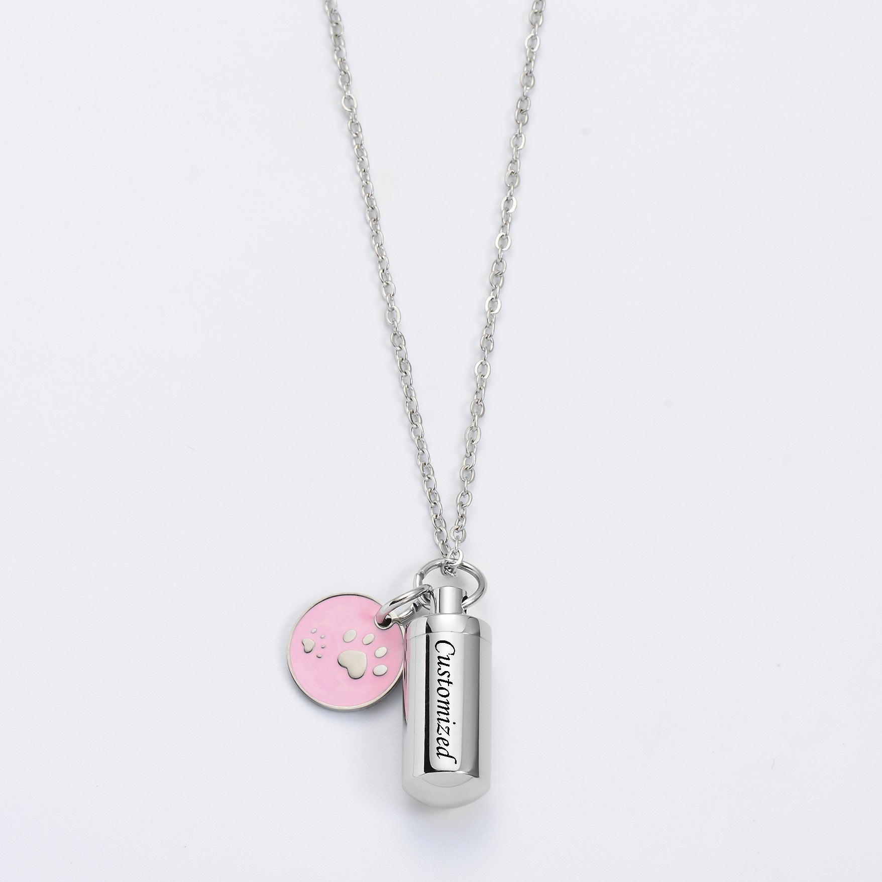 Damen Halskette mit personalisiertem Medaillon und Pfotenanhänger Shop Nory