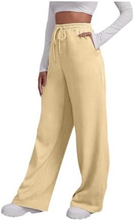 Damen nan weite High‑Waist Palazzo-Loungehose mit elastischem Komfortbund, Kordelzug und seitlichen Eingrifftaschen Shop Nory
