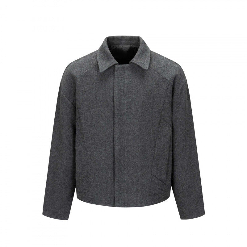 Herren Kurze kastige Wollmix-Übergangsjacke mit verdeckter Knopfleiste und Raglanärmeln Shop Nory