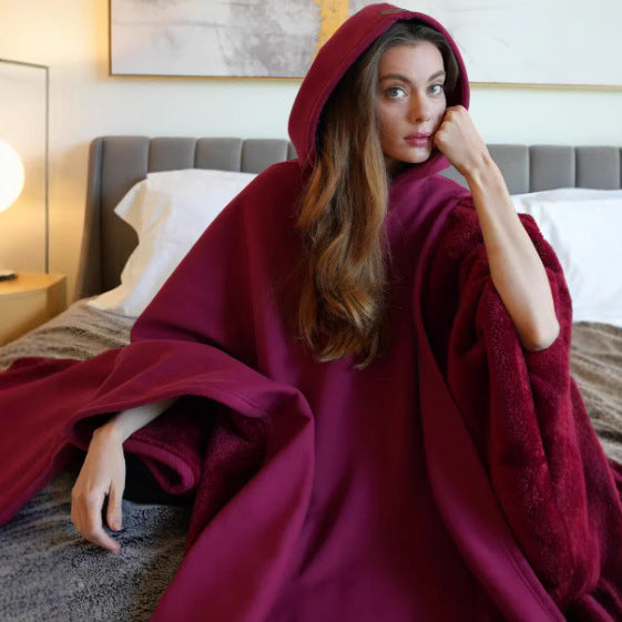 Unisex nan extra-großer Kapuzen-Poncho Kuschelüberwurf mit Mikrofleece-Innenfutter und Thermo-Wärmespeicher Shop Nory