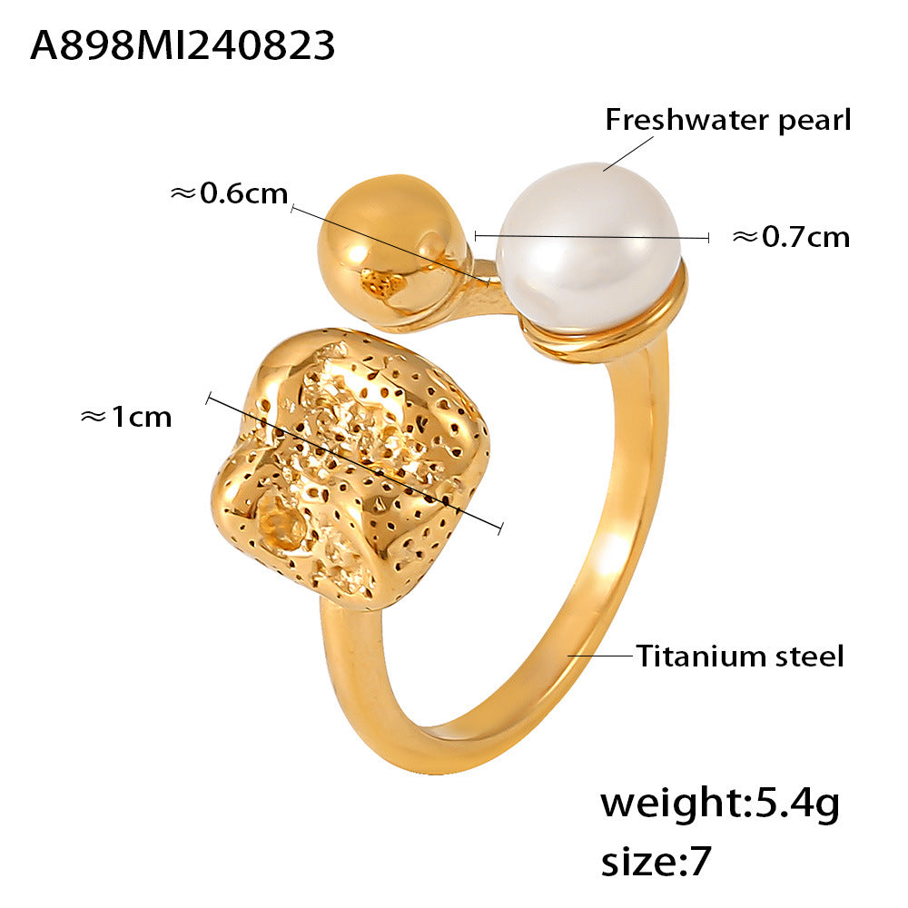 Damenring mit einzigartigem Design und frischer Perle Shop Nory
