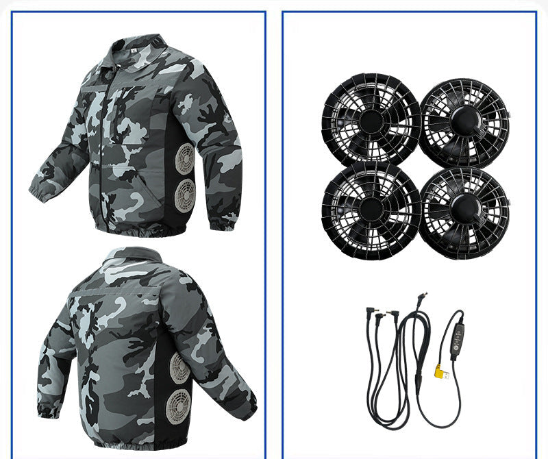 Unisex nan kühlende Ventilationsjacke mit integrierten seitlichen Lüftern und atmungsaktivem Funktionsmaterial Shopnory