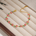 Damen zarte Fußkette mit floralem Design und bunten Kristallelementen Shop Nory