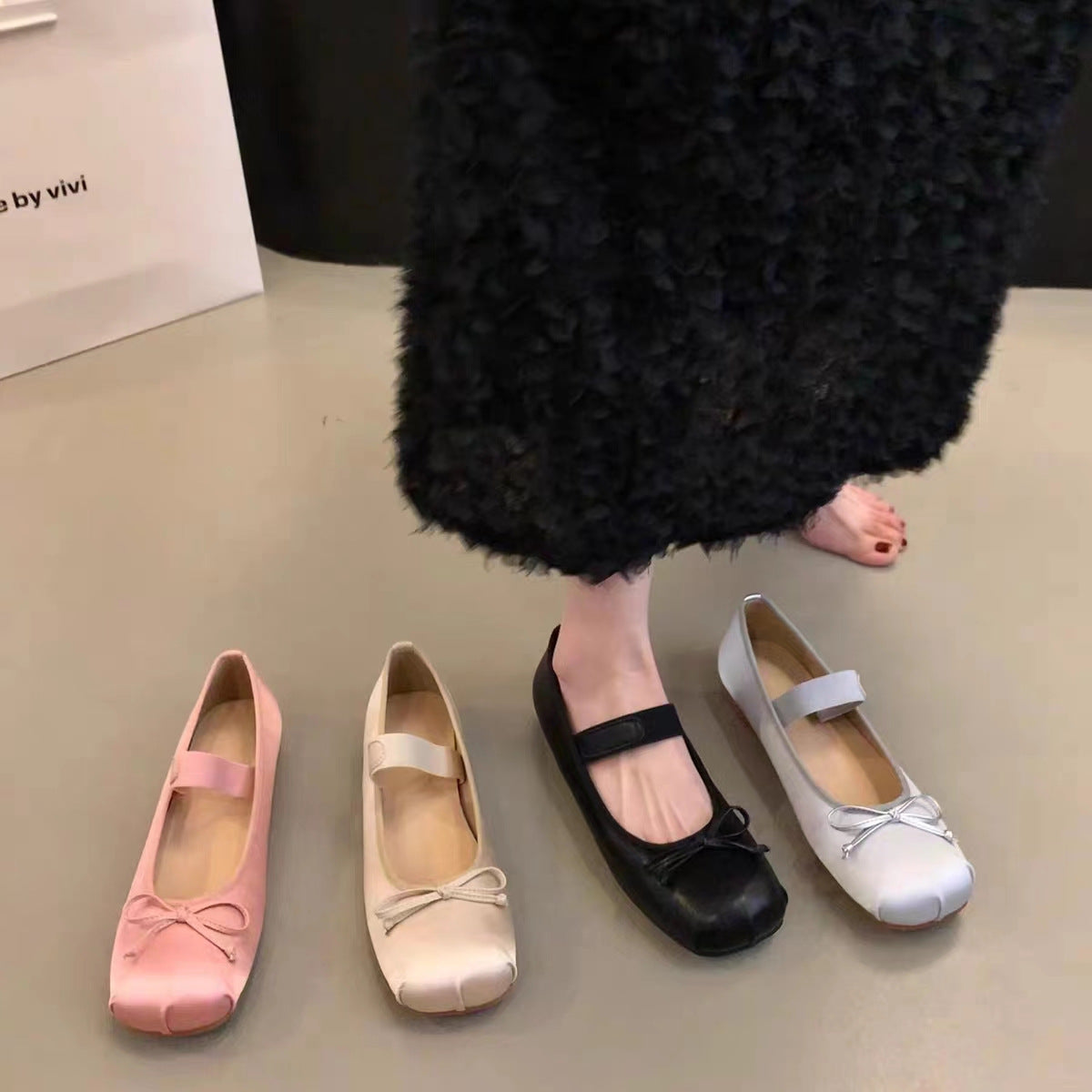 Damen Ballerinas mit anpassbarem Riemchen und eleganter Schleifenapplikation