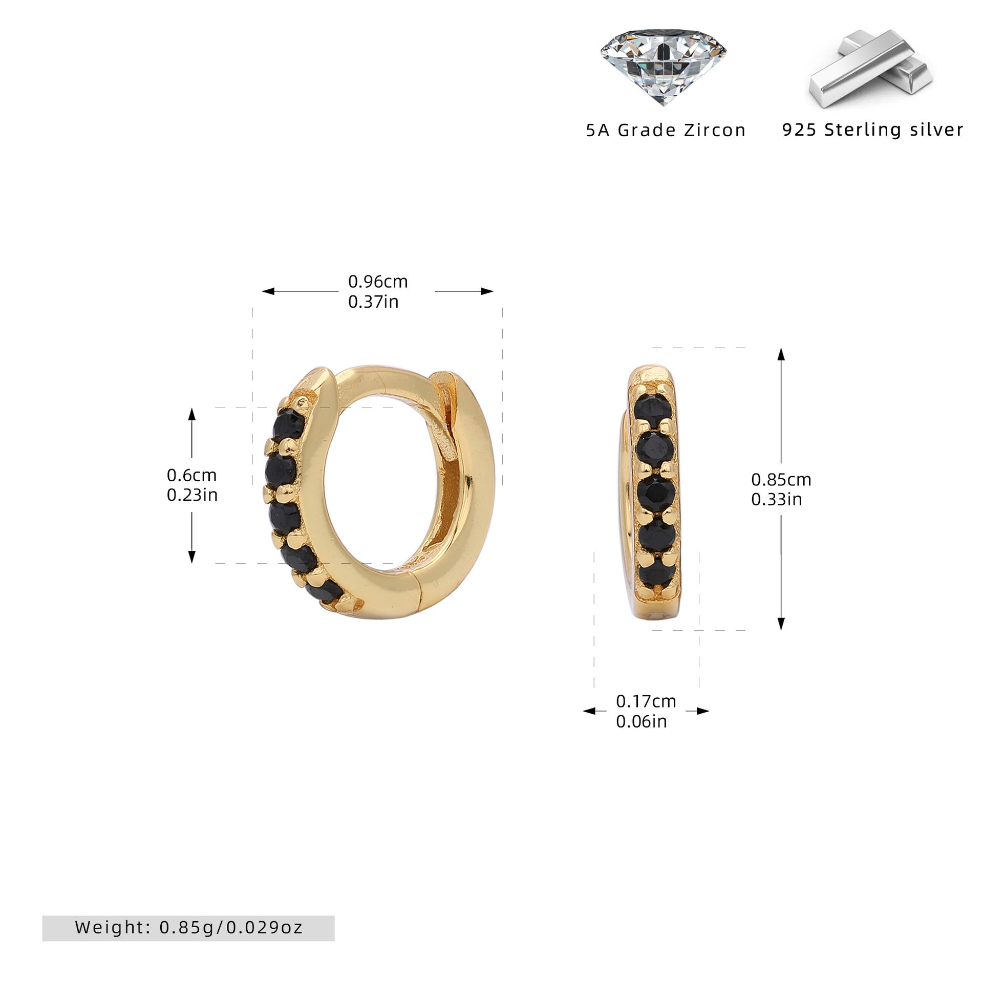 Damen Creolen mit funkelnden Zirkonia-Details aus 925 Sterling Silber Shop Nory