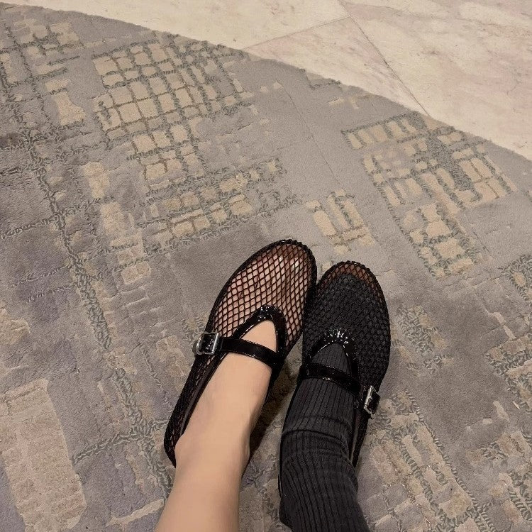 Damen Atmungsaktive Mary‑Jane‑Ballerinas mit Netz‑Mesh‑Obermaterial und verstellbarem Schnallenriemen Shop Nory