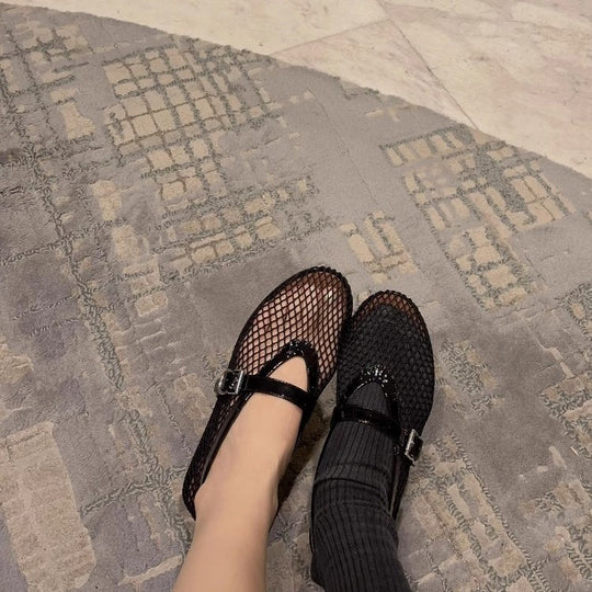 Damen Atmungsaktive Mary‑Jane‑Ballerinas mit Netz‑Mesh‑Obermaterial und verstellbarem Schnallenriemen Shop Nory