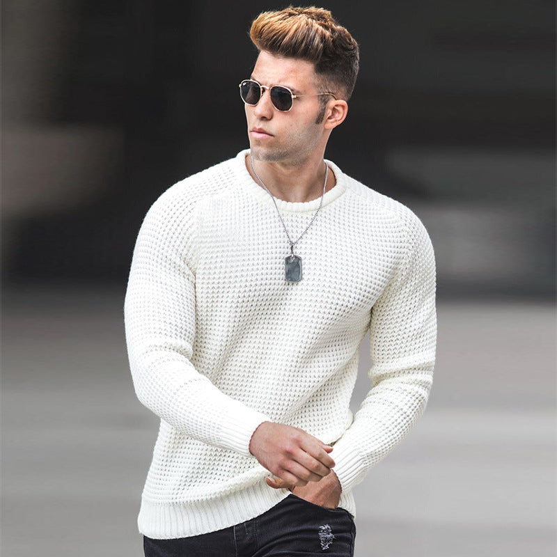 Herren Atmungsaktiver Waffelstrick-Pullover Slim-Fit mit Rippenbündchen Shop Nory