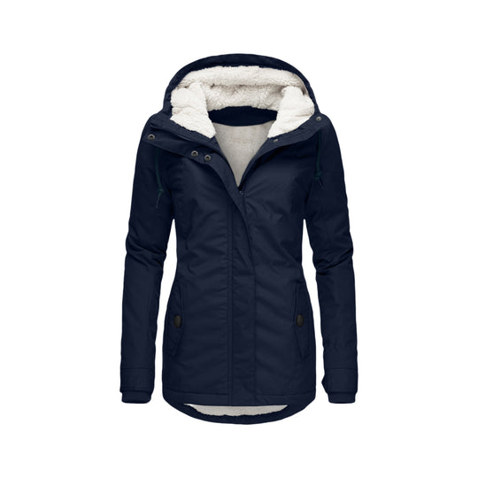 Damen Wasserabweisender Parka mit Teddyfutter, Kapuze und Taillierter Passform Shop Nory