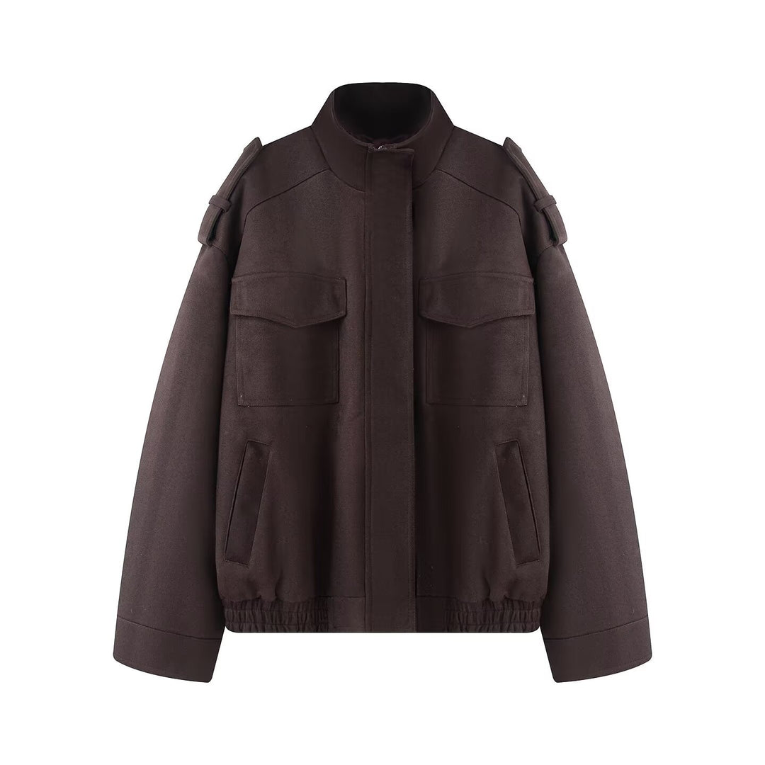 Damen Wollmix-Blouson mit Schulterklappen, aufgesetzten Brusttaschen und elastischem Saum Shop Nory
