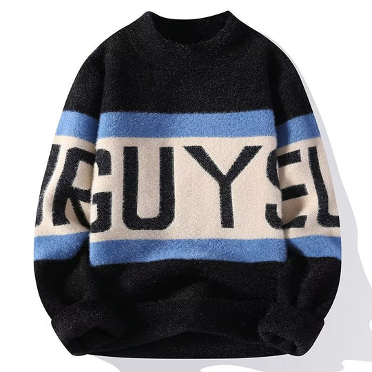 Damen Kuscheliger Grobstrickpullover mit auffälligem Schriftzug Shop Nory