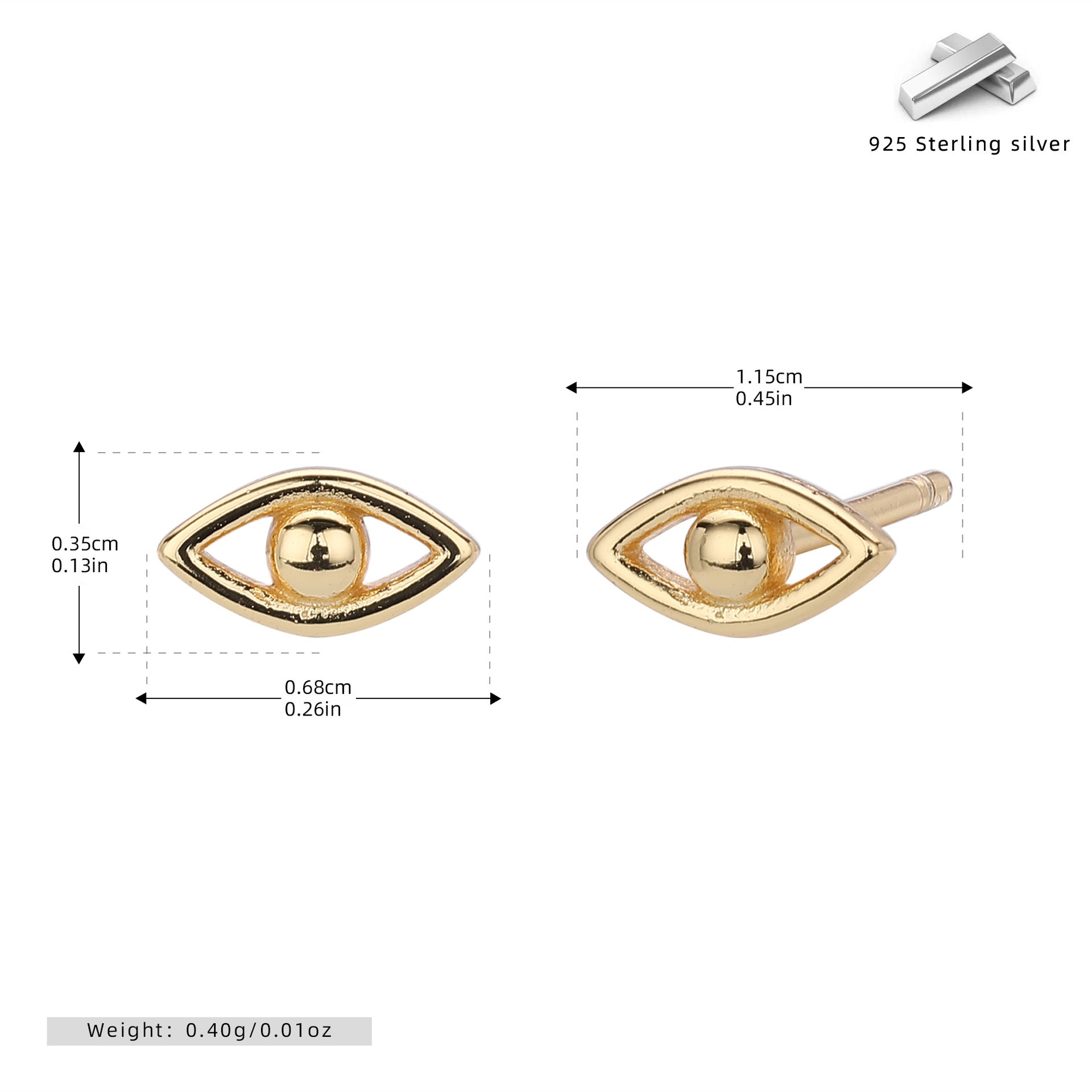 Damen Ohrstecker mit schützendem Augenmotiv aus hochwertigem 925 Sterling Silber Shop Nory