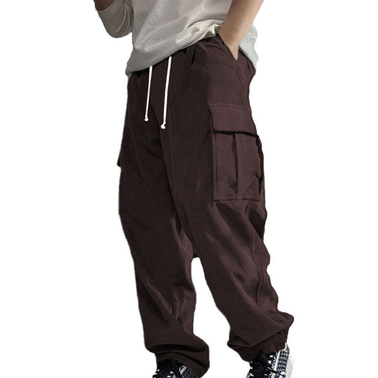 Herren Weite Cord-Cargo-Hose mit Tunnelzug, Elastikbund & Multifunktionstaschen Shop Nory