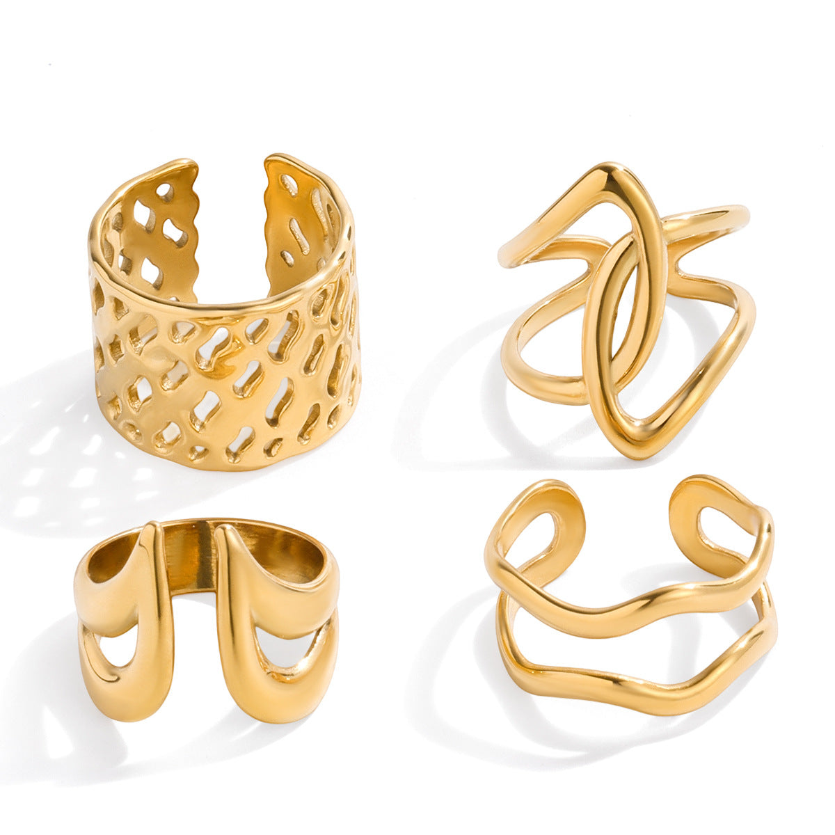 Damen Offener Ring mit kunstvollem Wickeldesign aus hypoallergenem Edelstahl Shop Nory