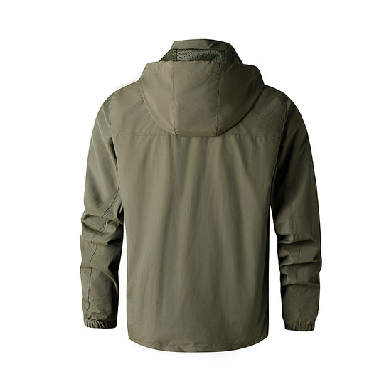 Herren Ultraleichte Allwetter-Outdoorjacke mit Kapuze atmungsaktivem Meshfutter und Reißverschlusstaschen Shop Nory
