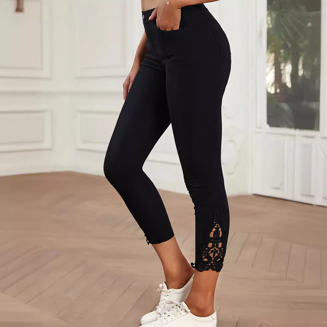 Damen Modische Leggings mit Spitzenverzierungen