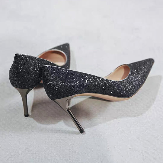 Damen Glitzer-Pumps mit spitzer Zehenform und metallic Stiletto-Absatz Shop Nory