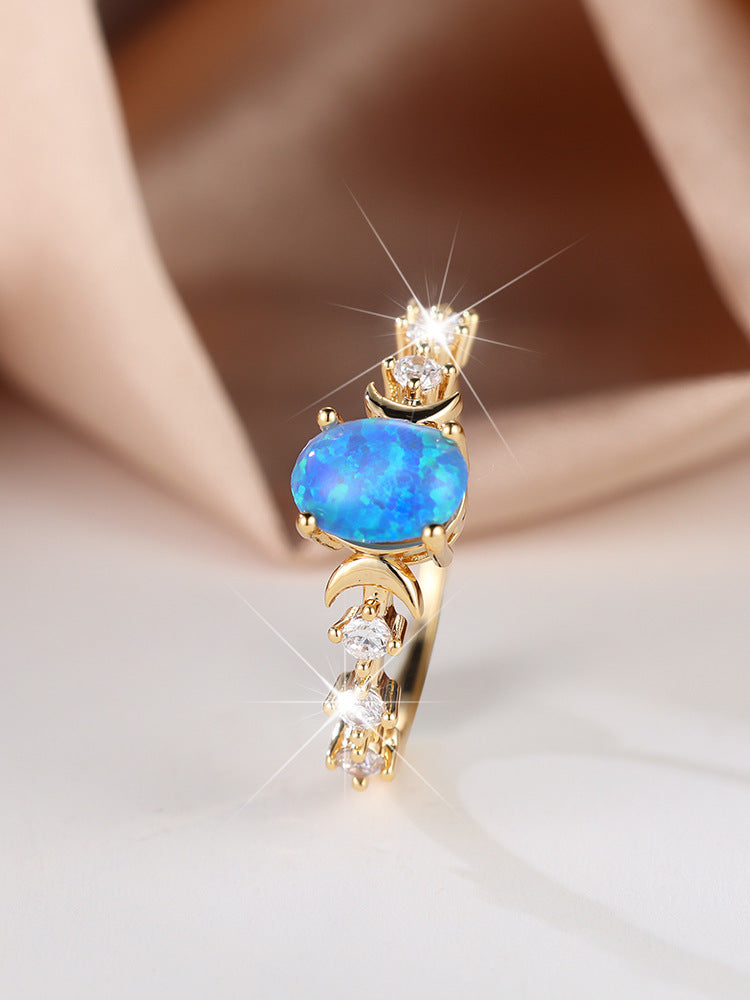 Damen Ring mit schimmerndem Opal und funkelnden Zirkonia-Steinen Shop Nory