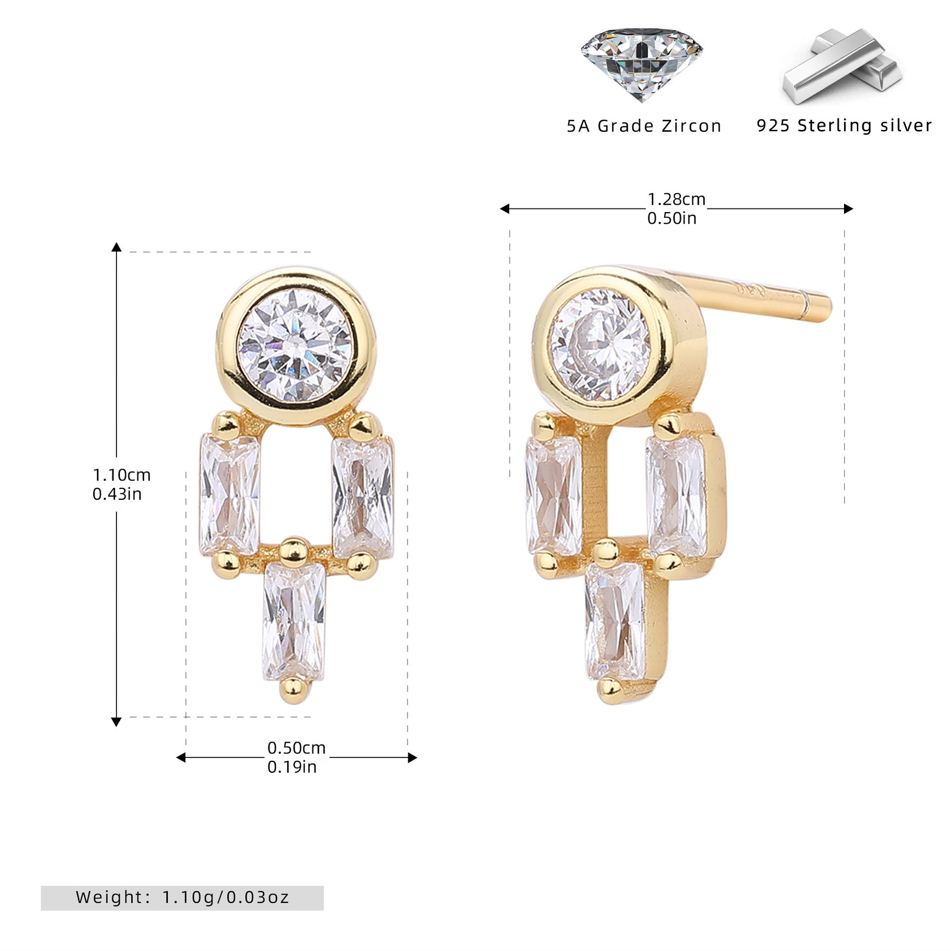 Damen Ohrstecker mit luxuriösem Zirkon-Design und hohem Glanz Shop Nory