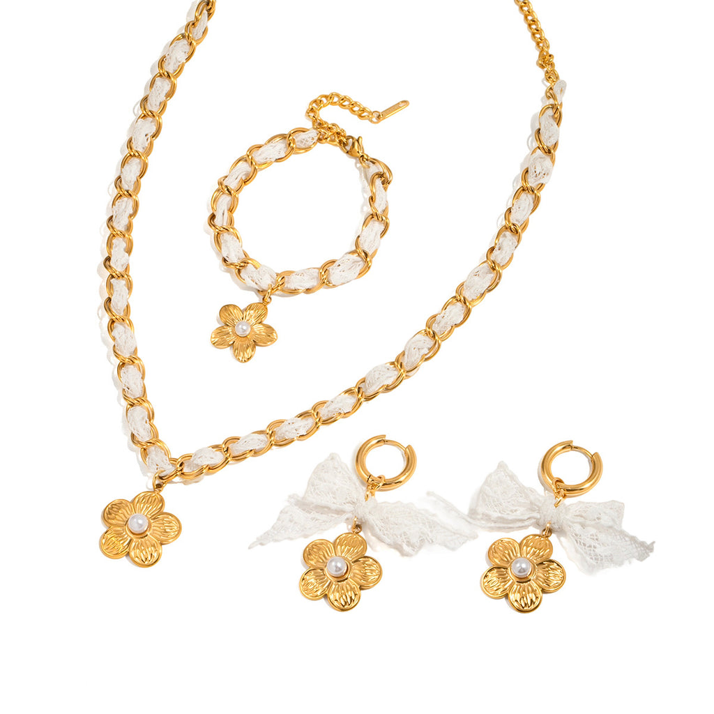 Damen Ohrhänger mit floralem Design und zarter Schleife Shop Nory