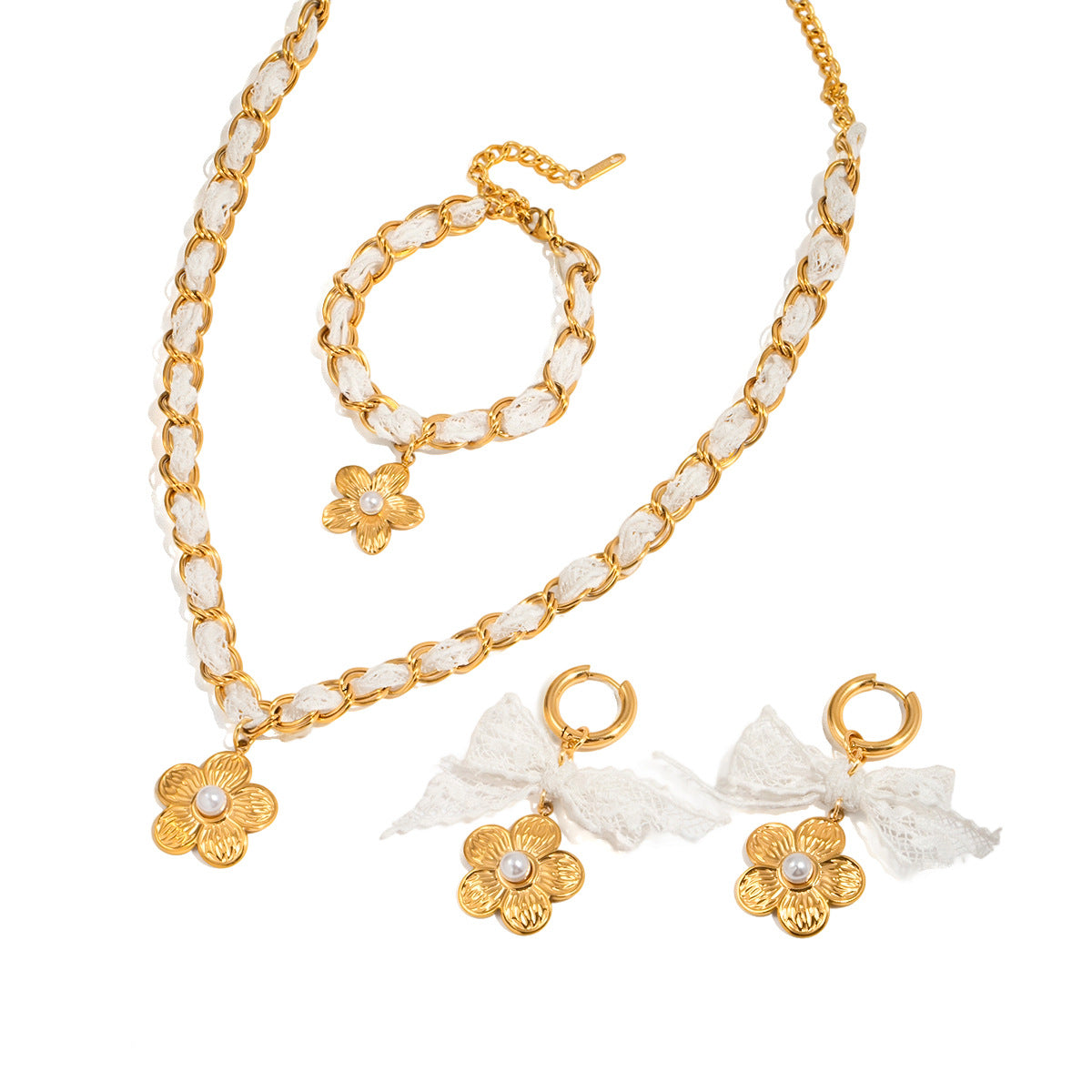Damen Ohrhänger mit floralem Design und zarter Schleife Shop Nory