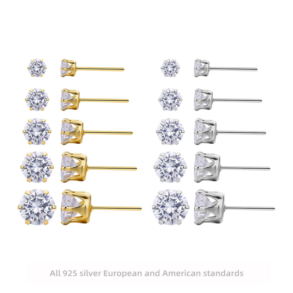 Damen Ohrstecker mit funkelnden 5A Zirkonsteinen aus hochwertigem 925 Sterling Silber Shop Nory
