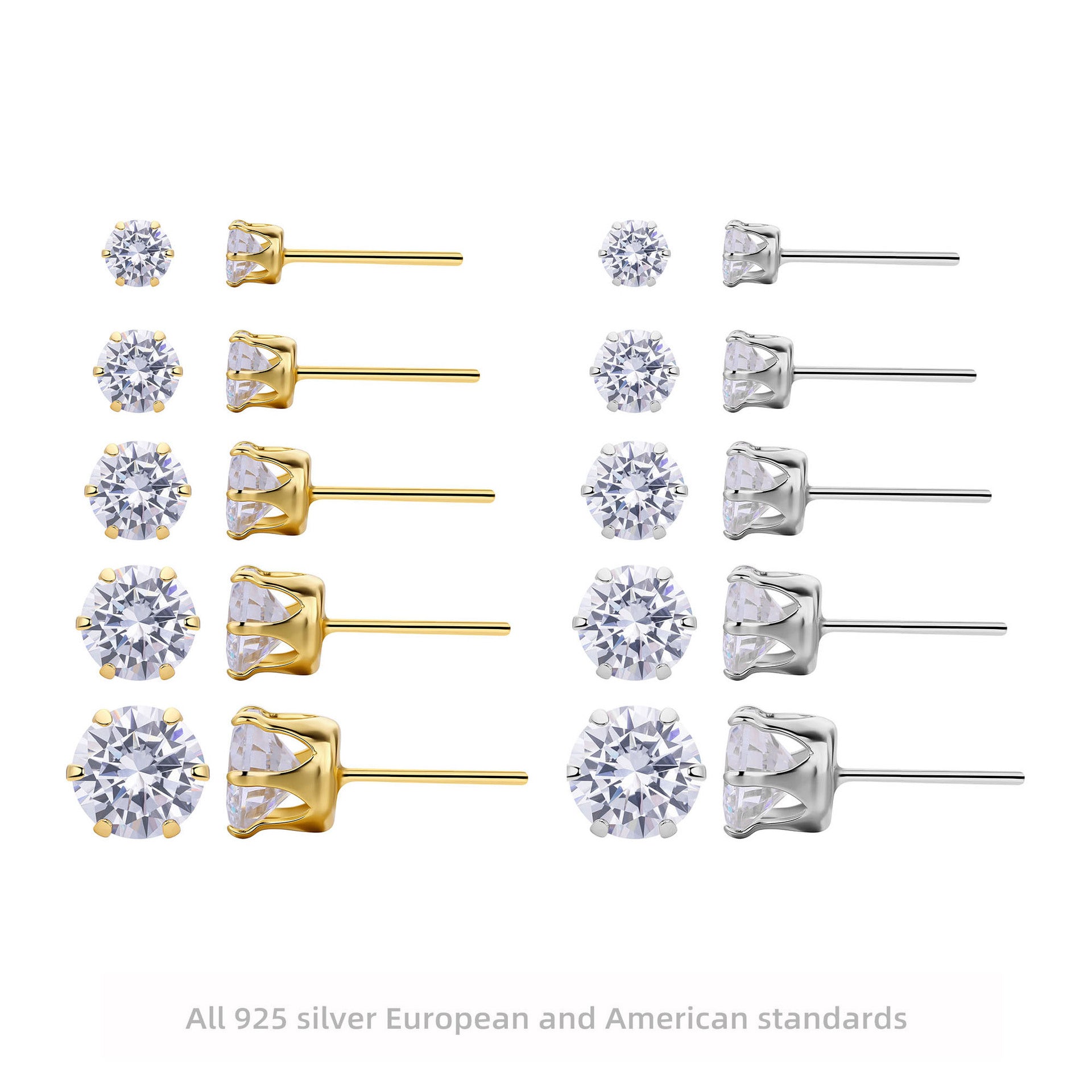 Damen Ohrstecker mit funkelnden 5A Zirkonsteinen aus hochwertigem 925 Sterling Silber Shop Nory