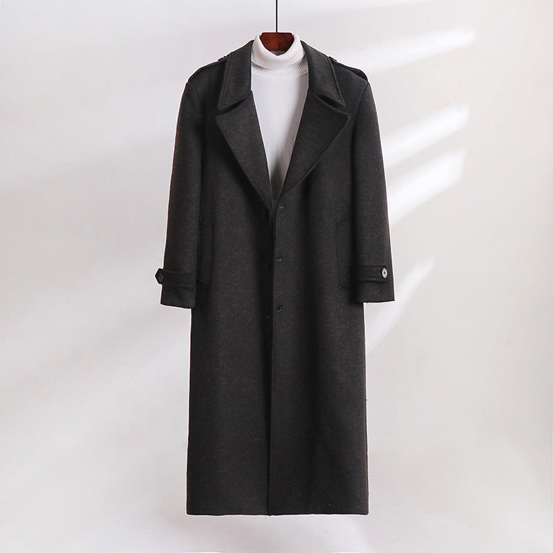 Herren Maxilanger Wollmix-Übermantel mit kastiger Silhouette, Schalkragen und dekorativen Schulterpatten Shop Nory