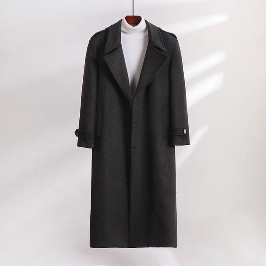 Herren Maxilanger Wollmix-Übermantel mit kastiger Silhouette, Schalkragen und dekorativen Schulterpatten Shop Nory