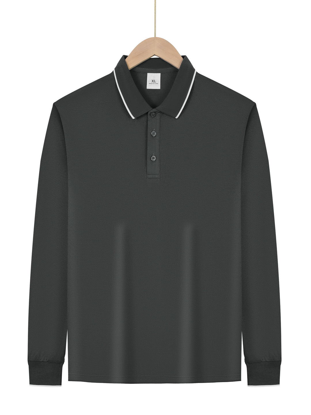 Herren Langarm-Piqué-Polo mit kontrastbesetztem Kragen und Bündchen Shop Nory
