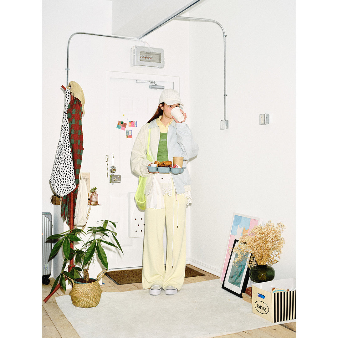 Unisex Gestreifte Pastell-Cordblousonjacke im Boxy‑Cut mit Hemdkragen und Elastikbund Shop Nory