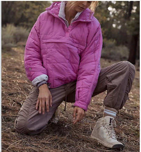 Damen Gefütterter Stepp-Anorak-Pullover mit Kapuze Shop Nory