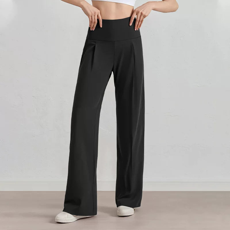 Damen Komfort-Faltenhose mit hohem Bund.