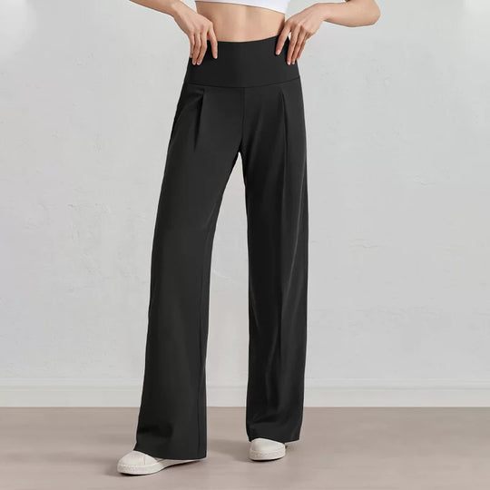 Damen Komfort-Faltenhose mit hohem Bund.