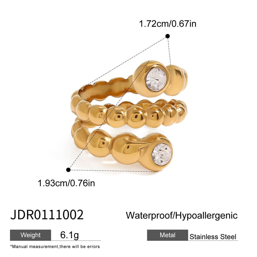 Damen Offener Edelstahlring mit verstellbarem Design und hochwertigen Kugeldetails Shop Nory