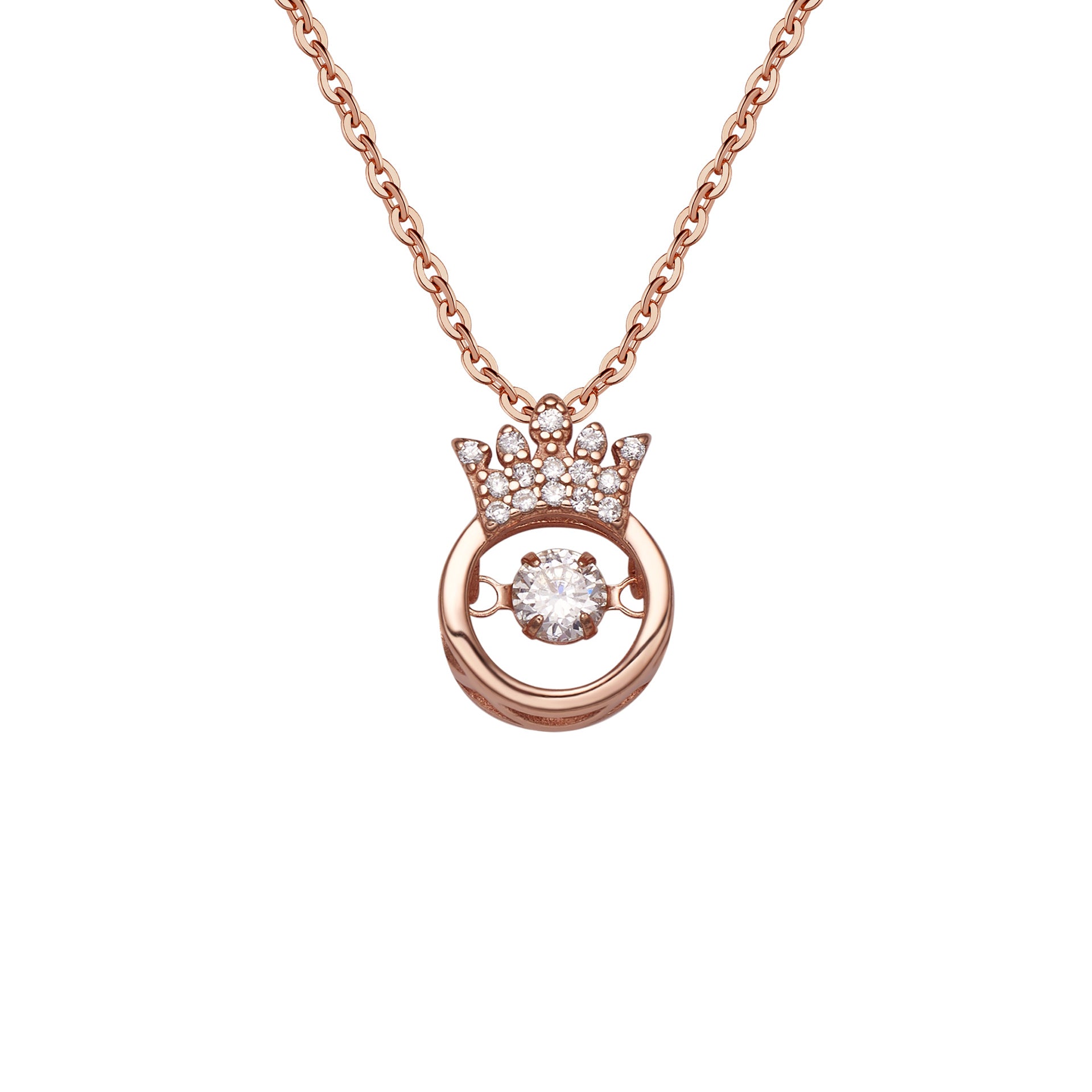 Damen Anhänger-Halskette mit Krone und funkelnden Zirkonia Shop Nory